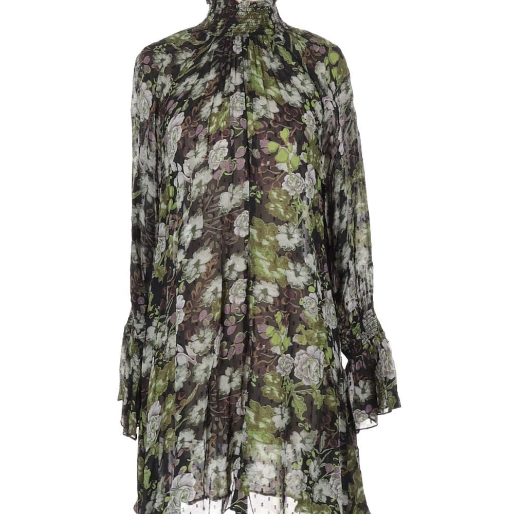 ByTiMo Midi Swiss Dot Victorian High Neck Sheer Multi Floral Dress sz: XS